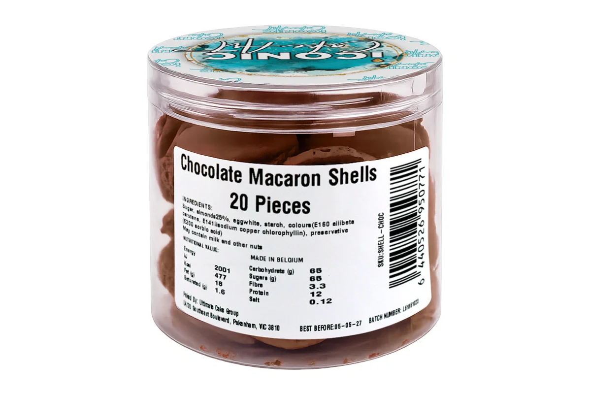 Chocolate Coloured Macaron Shells (20 Pack) - Iconic Cake Art - Image 2