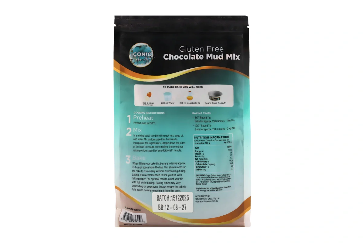 Chocolate Gluten Free Mud Mix 1kg - Iconic Cake Art - Image 2
