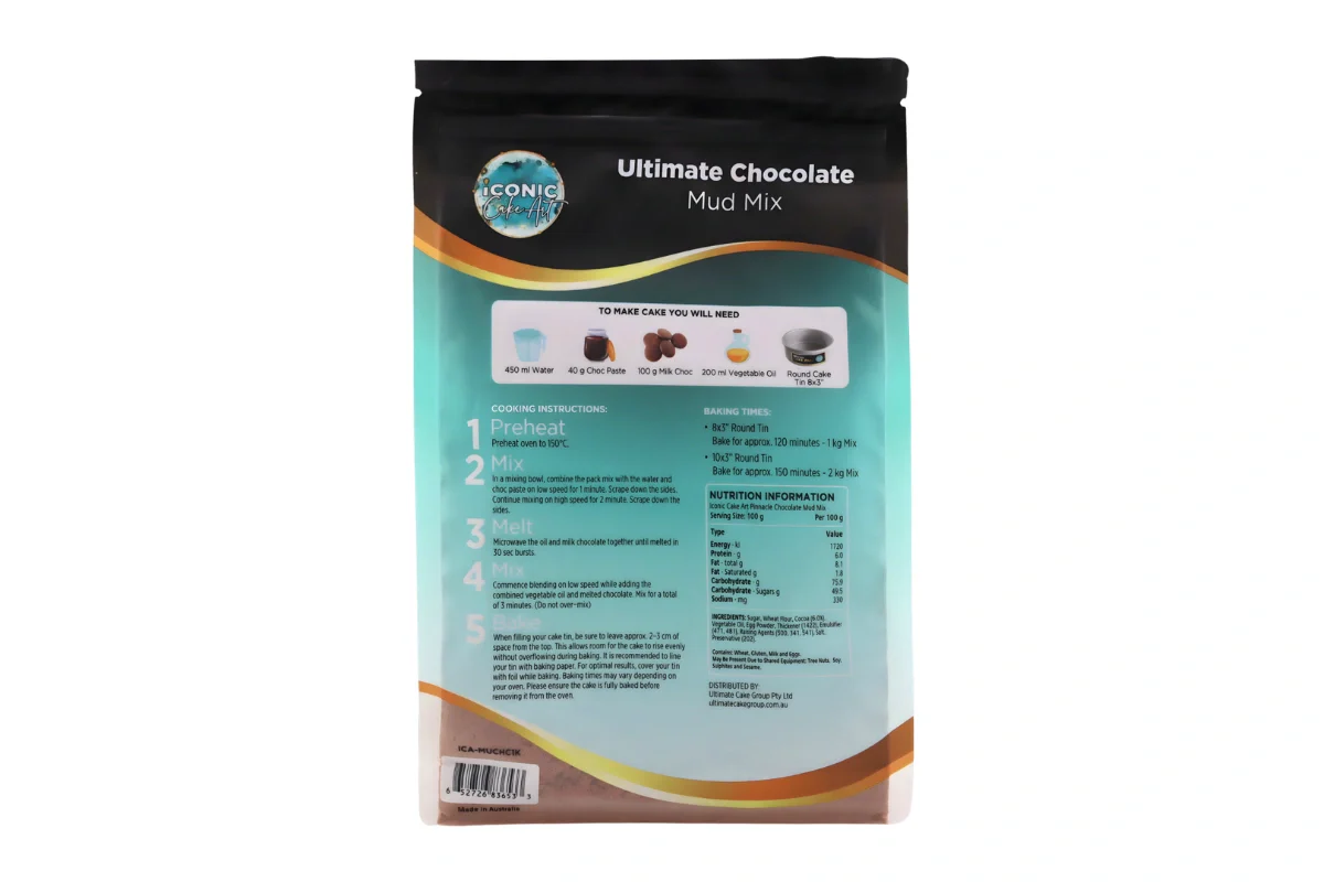 Chocolate Ultimate Mud Cake Mix 1kg - Iconic Cake Art - Image 2
