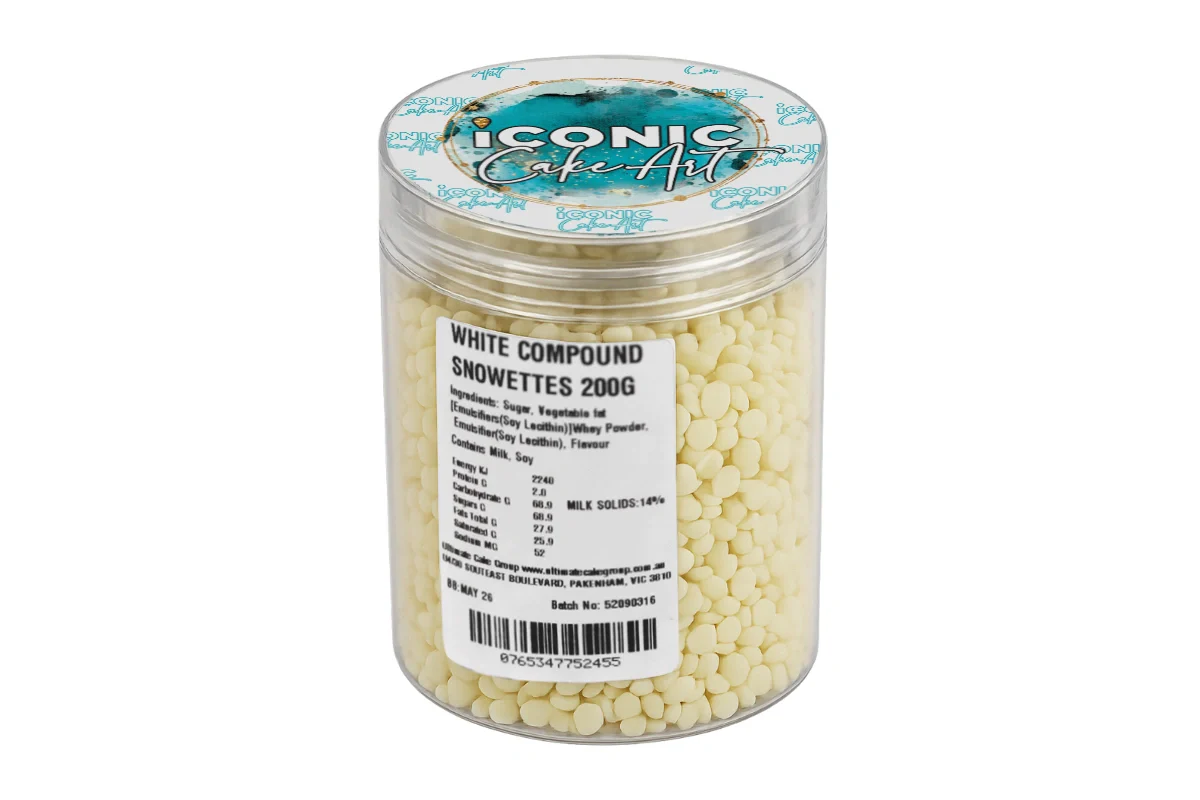 Chocolate White Chips Snowetts 200g - Iconic Cake Art - Image 3