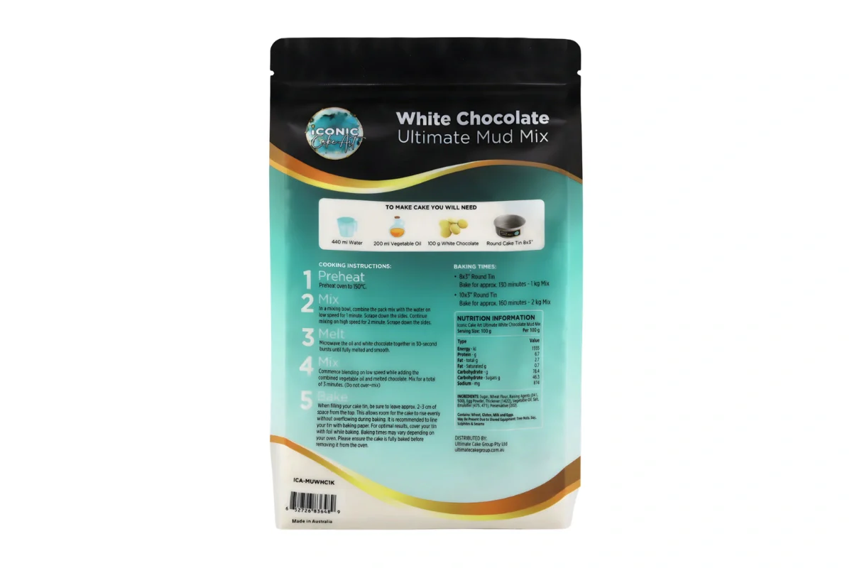 Chocolate White Ultimate Mud Mix 1kg - Iconic Cake Art - Image 2