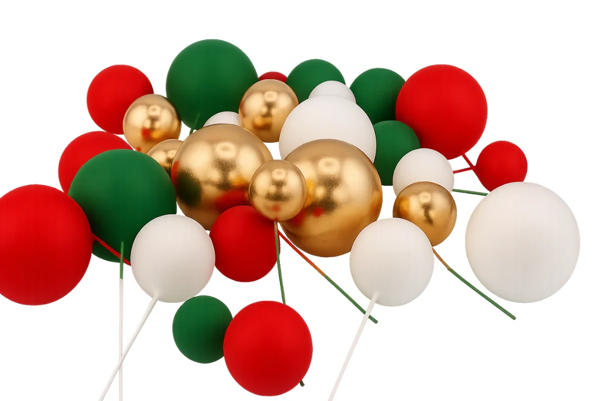 Christmas Ball Topper Set (32 Pack) - Iconic Cake Art - Image 2