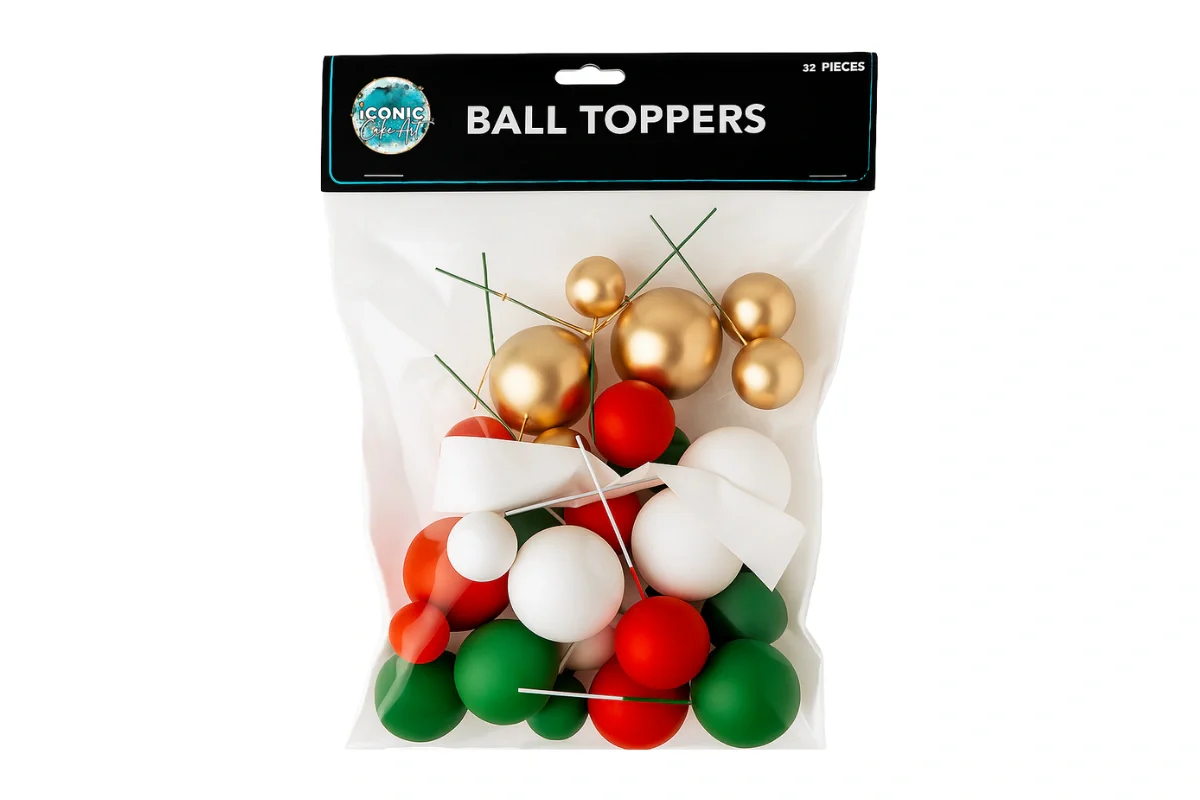 Christmas Ball Topper Set (32 Pack) - Iconic Cake Art - Image 5