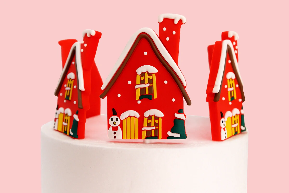 Christmas House Toppers (6 Pack) - Iconic Cake Art - Image 3