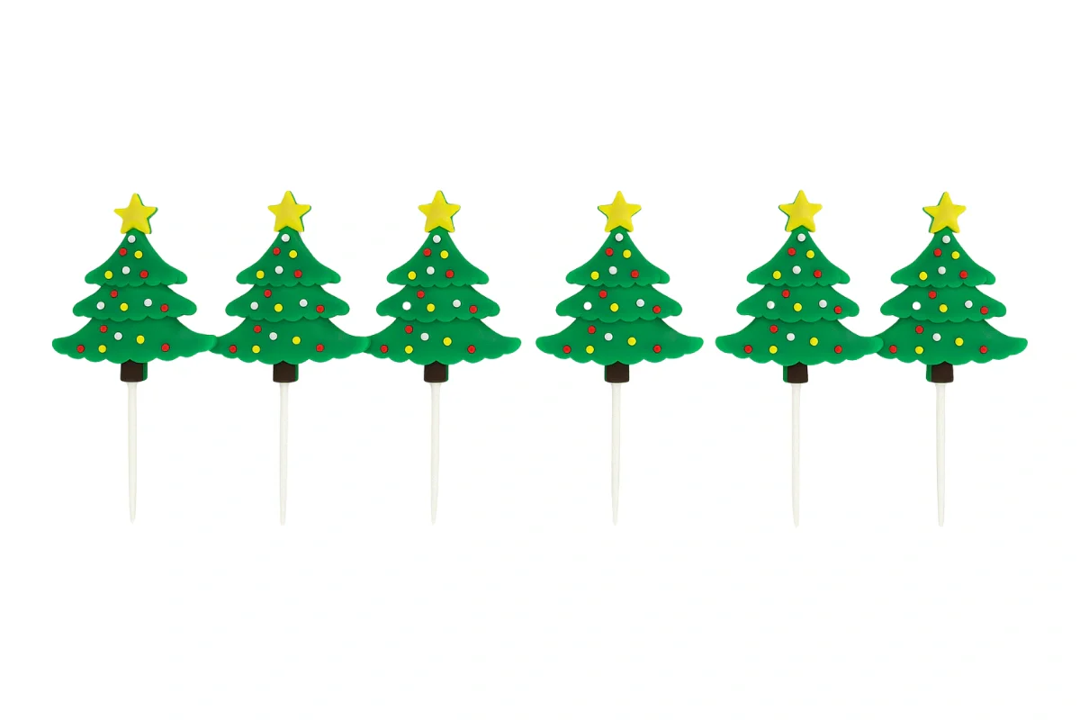 Classic Christmas Tree Toppers (6 Pack) - Iconic Cake Art - Image 4