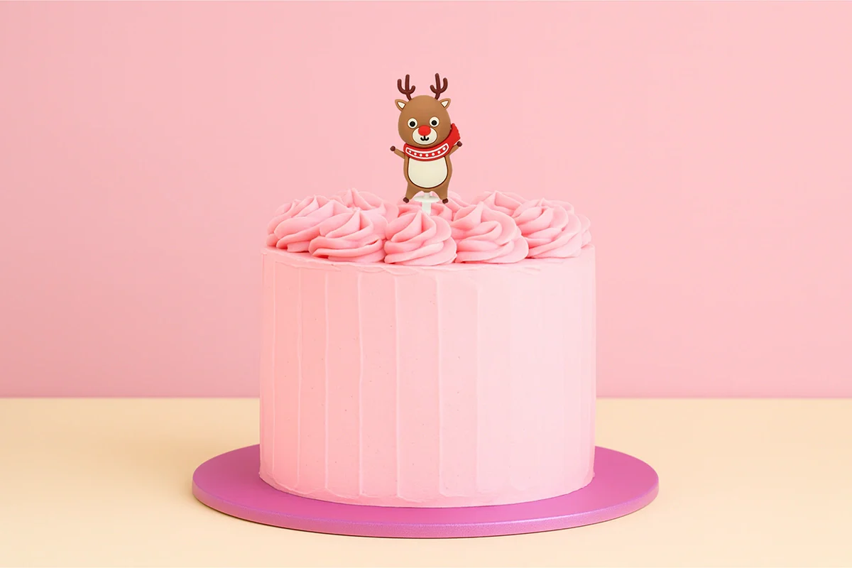 Cute Reindeer Toppers (6 Pack) - Iconic Cake Art - Image 2