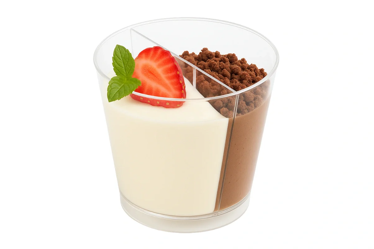 Dessert 2 Compartment Cup 170ml (10 Pack) - Iconic Cake Art - Image 2