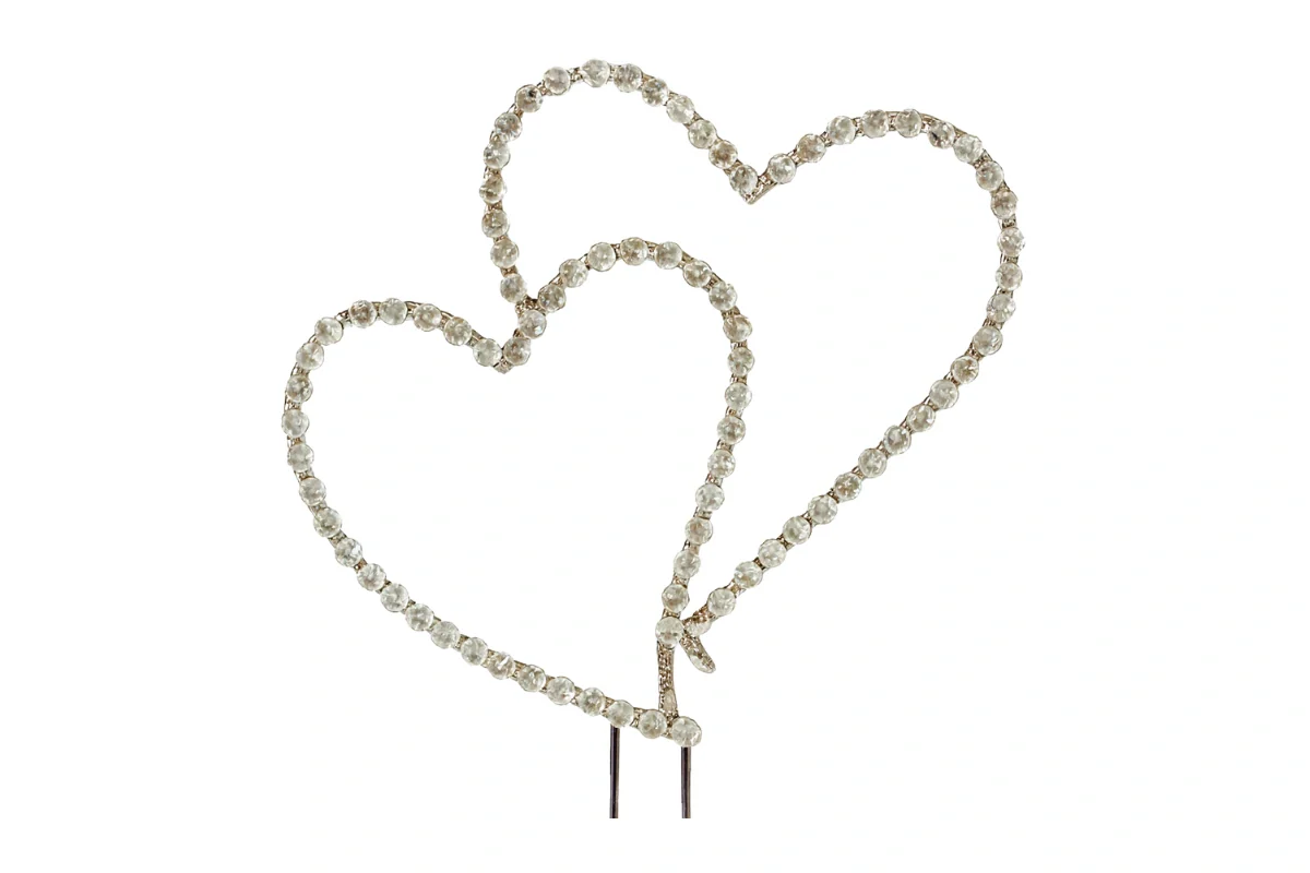 Diamante Double Heart Topper 12cm - Iconic Cake Art - Image 3
