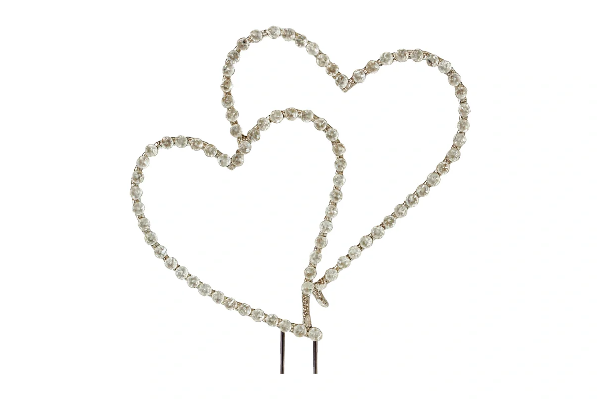 Diamante Double Heart Topper 7cm - Iconic Cake Art - Image 3