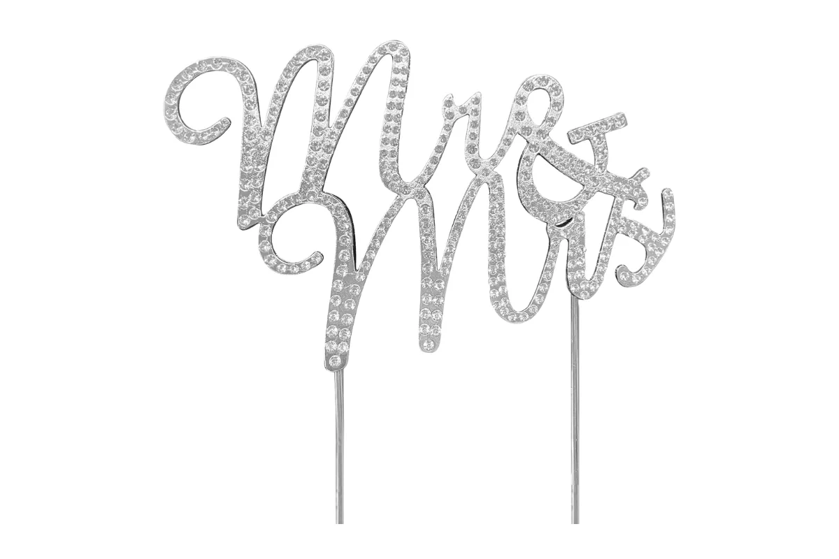 Diamante Mr and Mrs Topper 12cm - Iconic Cake Art - Image 3