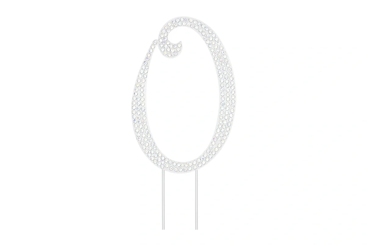 Diamante Number 0 - Rhinestone Cake Topper Monogram Birthday Anniversary 12cm - Iconic Cake Art - Image 3