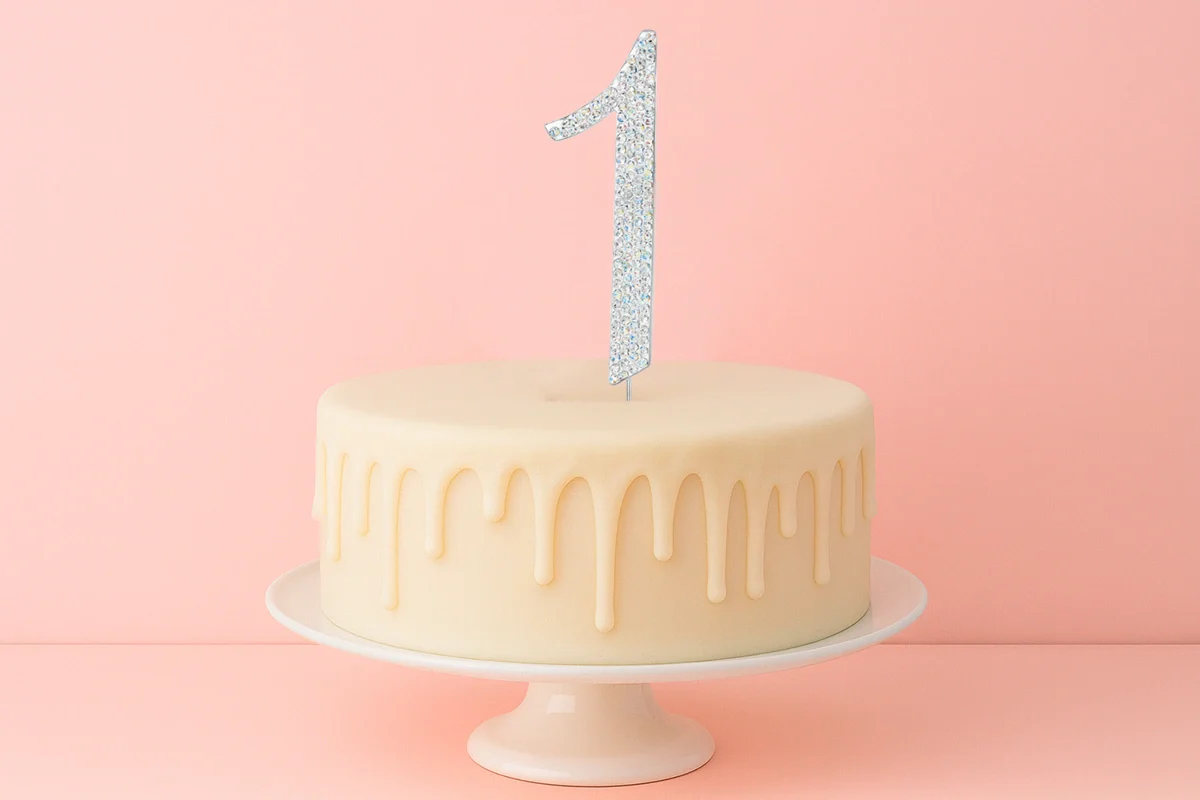 Diamante Number 1 - Rhinestone Cake Topper Monogram Birthday Anniversary 12cm - Iconic Cake Art - Image 2