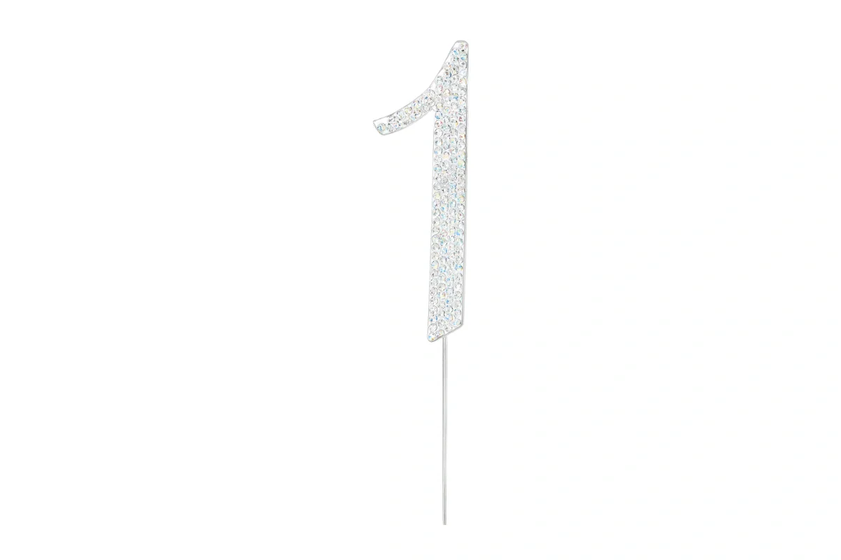 Diamante Number 1 - Rhinestone Cake Topper Monogram Birthday Anniversary 12cm - Iconic Cake Art - Image 3