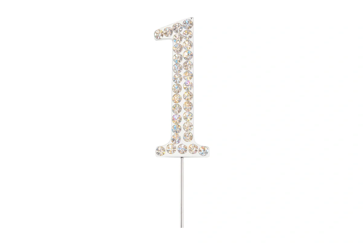 Diamante Number 1 - Rhinestone Cake Topper Monogram Birthday Anniversary 4.5cm - Iconic Cake Art - Image 3