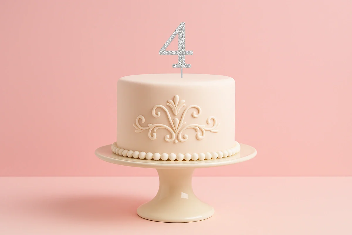 Diamante Number 4 - Rhinestone Cake Topper Monogram Birthday Anniversary 4.5cm - Iconic Cake Art - Image 2
