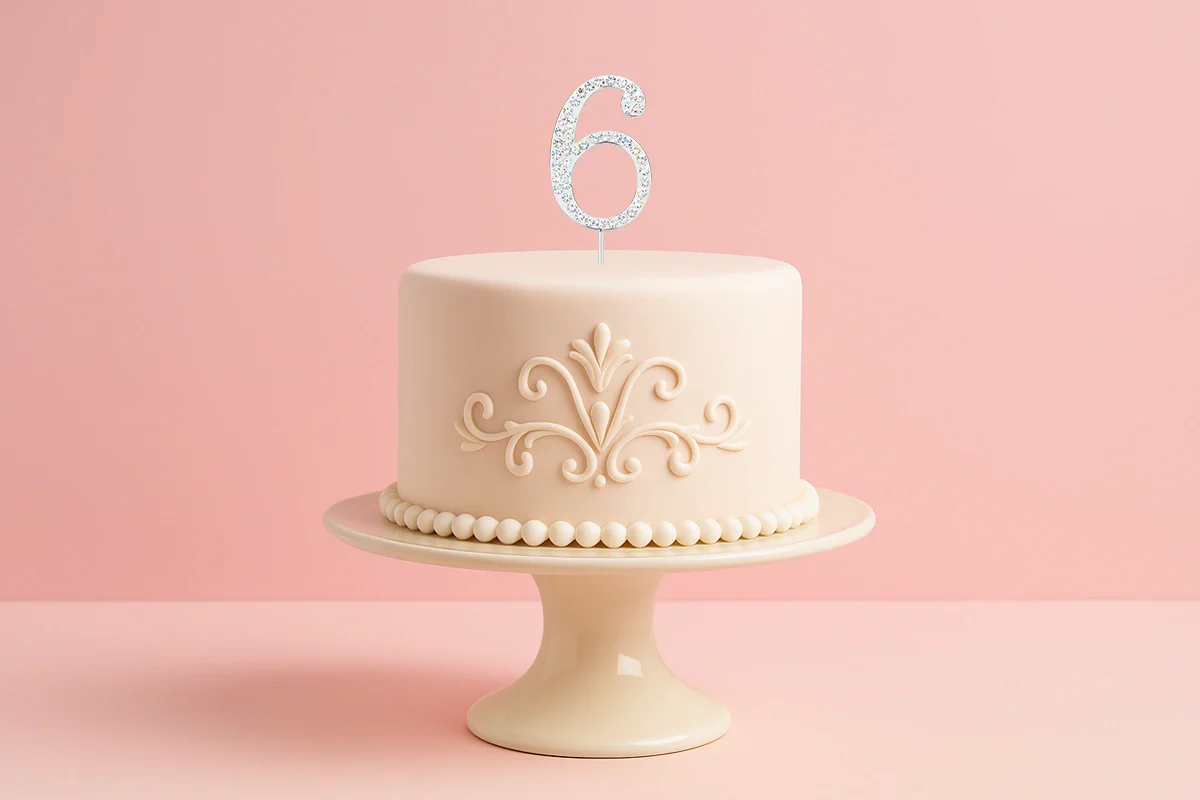 Diamante Number 6 - Rhinestone Cake Topper Monogram Birthday Anniversary 4.5cm - Iconic Cake Art - Image 2