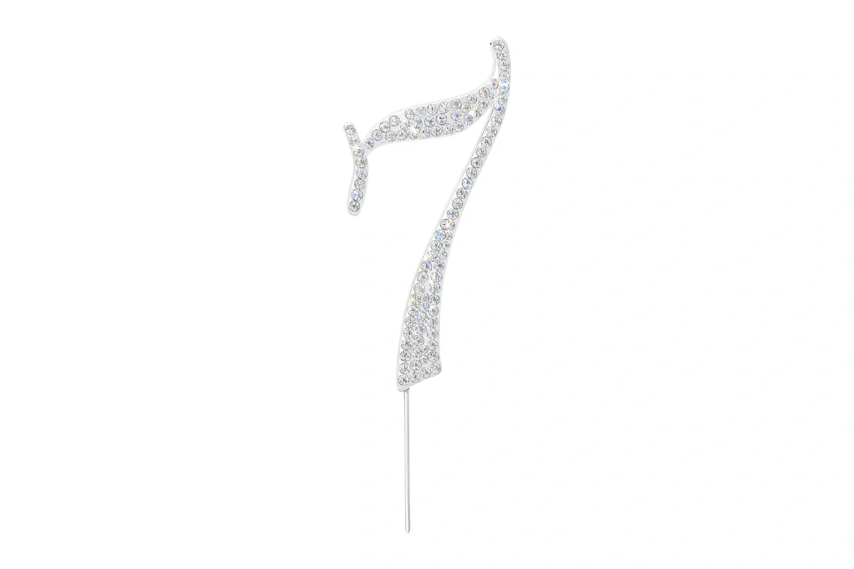 Diamante Number 7 - Rhinestone Cake Topper Monogram Birthday Anniversary 12cm - Iconic Cake Art - Image 3