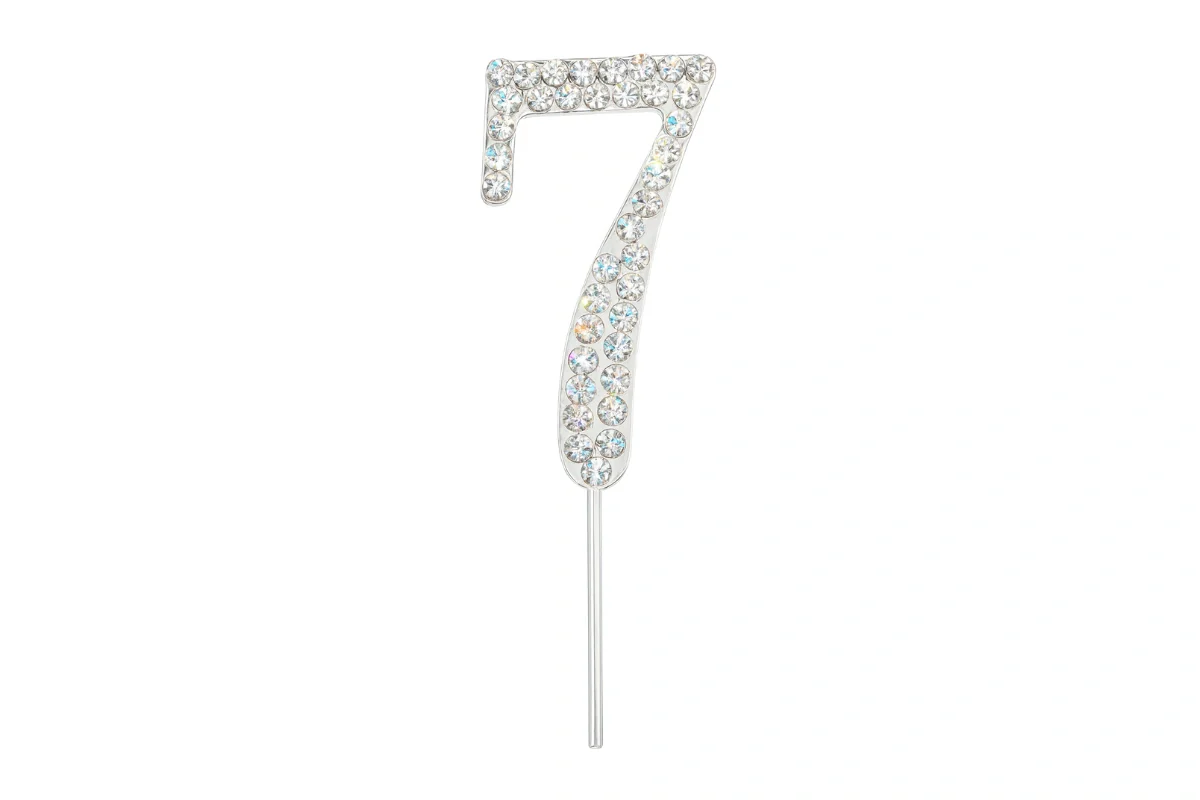 Diamante Number 7 - Rhinestone Cake Topper Monogram Birthday Anniversary 4.5cm - Iconic Cake Art - Image 3