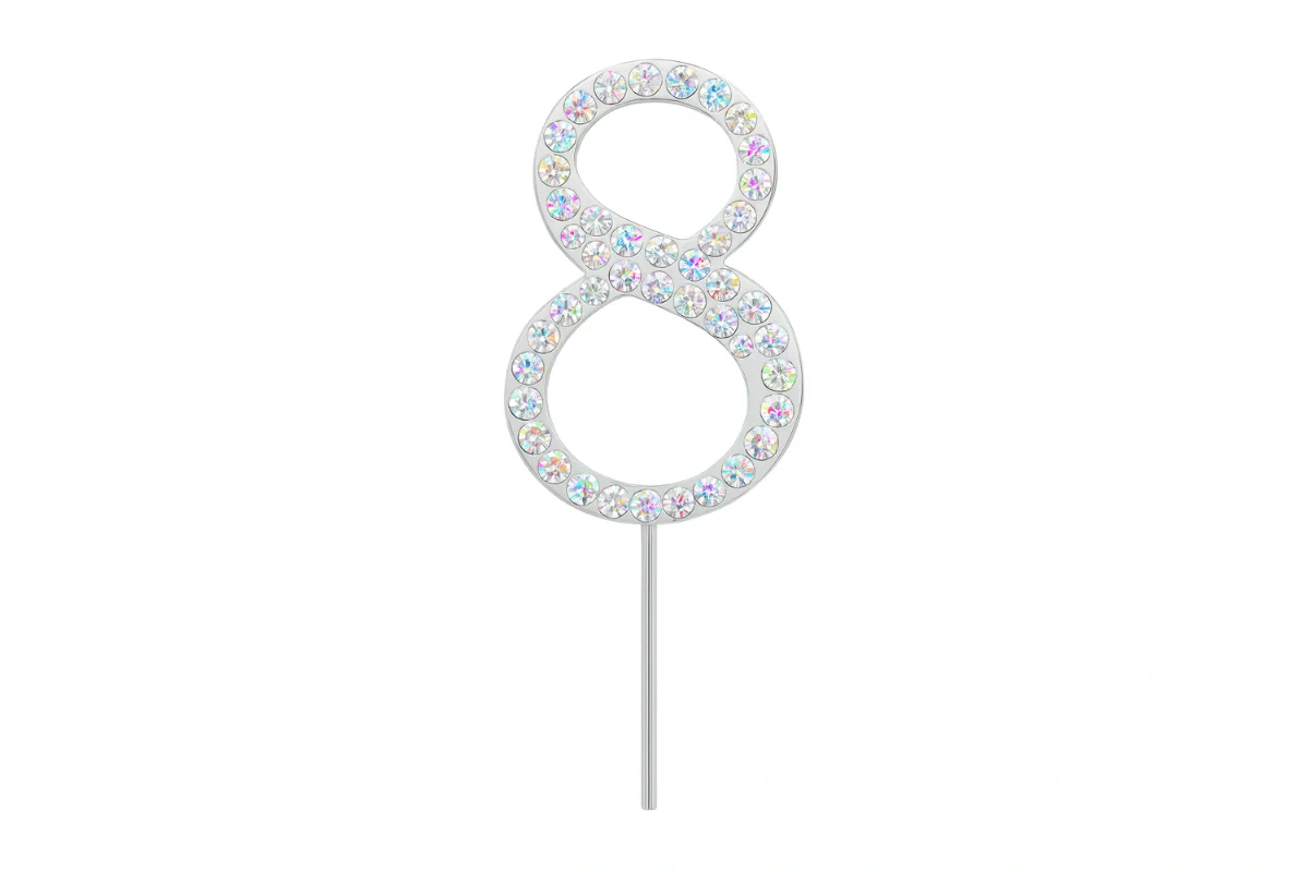 Diamante Number 8 - Rhinestone Cake Topper Monogram Birthday Anniversary 4.5cm - Iconic Cake Art - Image 3