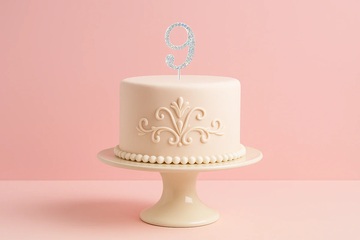 Diamante Number 9 - Rhinestone Cake Topper Monogram Birthday Anniversary 4.5cm - Iconic Cake Art - Image 2