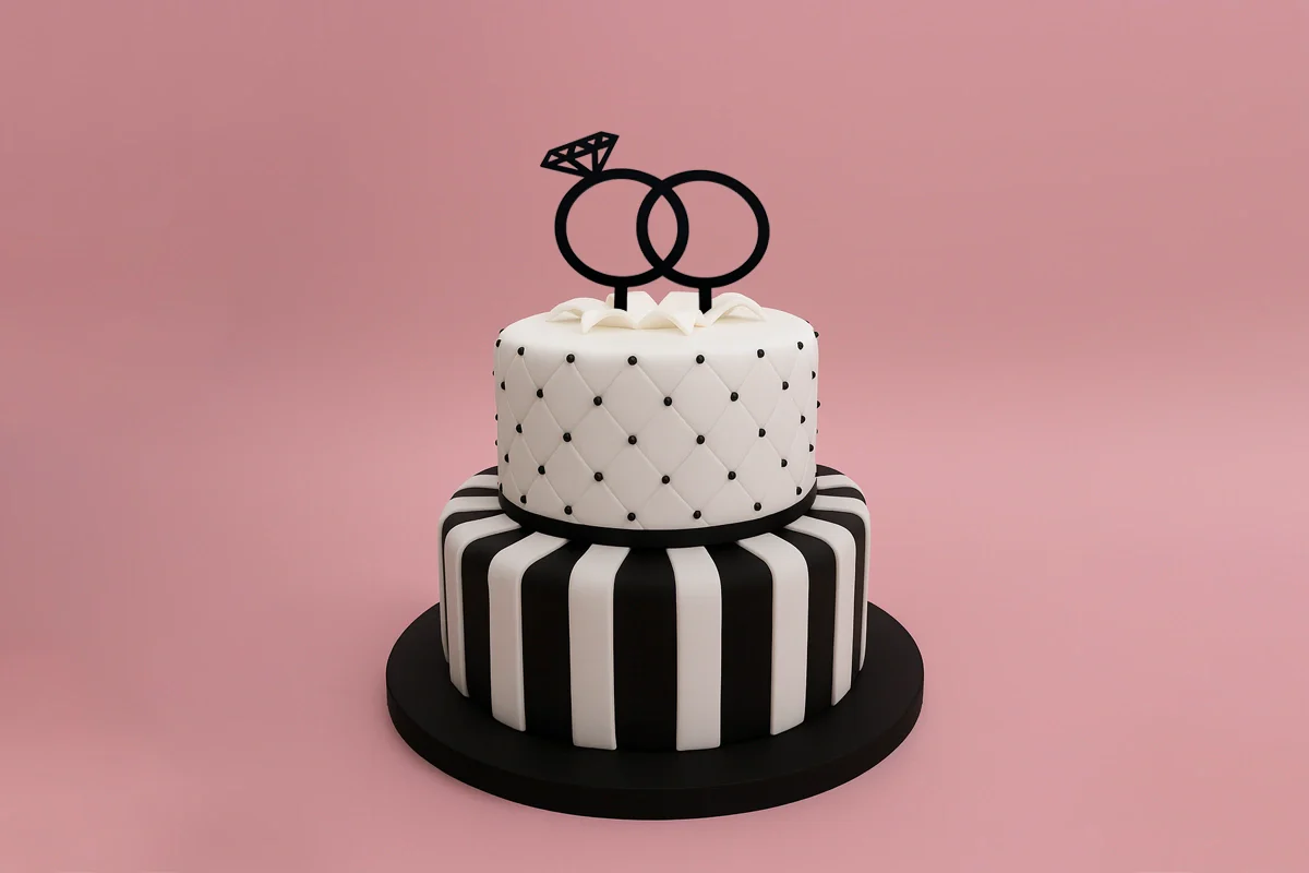 Diamond Rings Wedding Engagement Cake Topper 10cm - Iconic Cake Art - Image 2