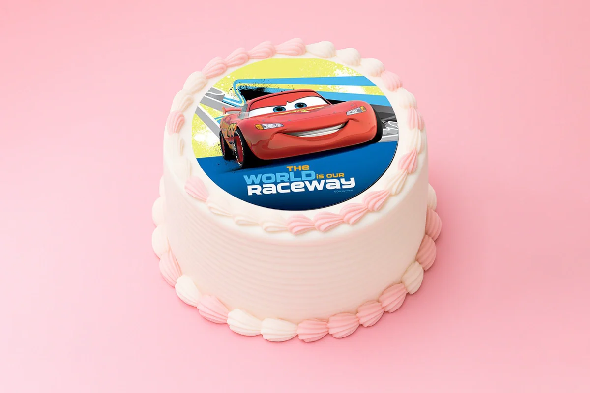 Disney Cars Lightning Mcqueen Round Edible Icing Image 16cm - BSC