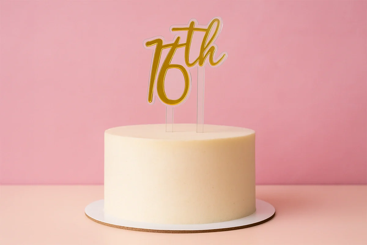 Gold 16th Birthday Topper - Iconic Cake Art - Image 2