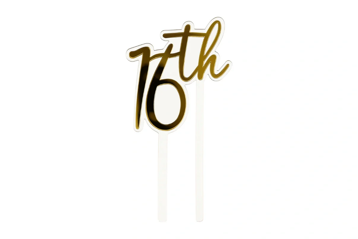 Gold 16th Birthday Topper - Iconic Cake Art - Image 3