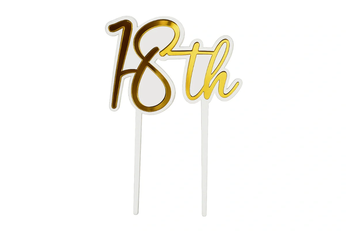 Gold 18th Birthday Topper - Iconic Cake Art - Image 3