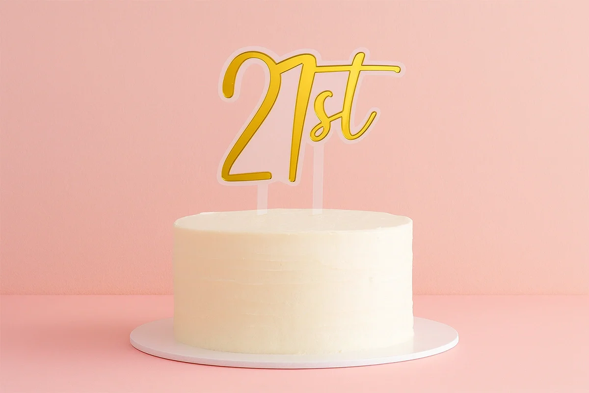 Gold 21st Birthday Topper - Iconic Cake Art - Image 2