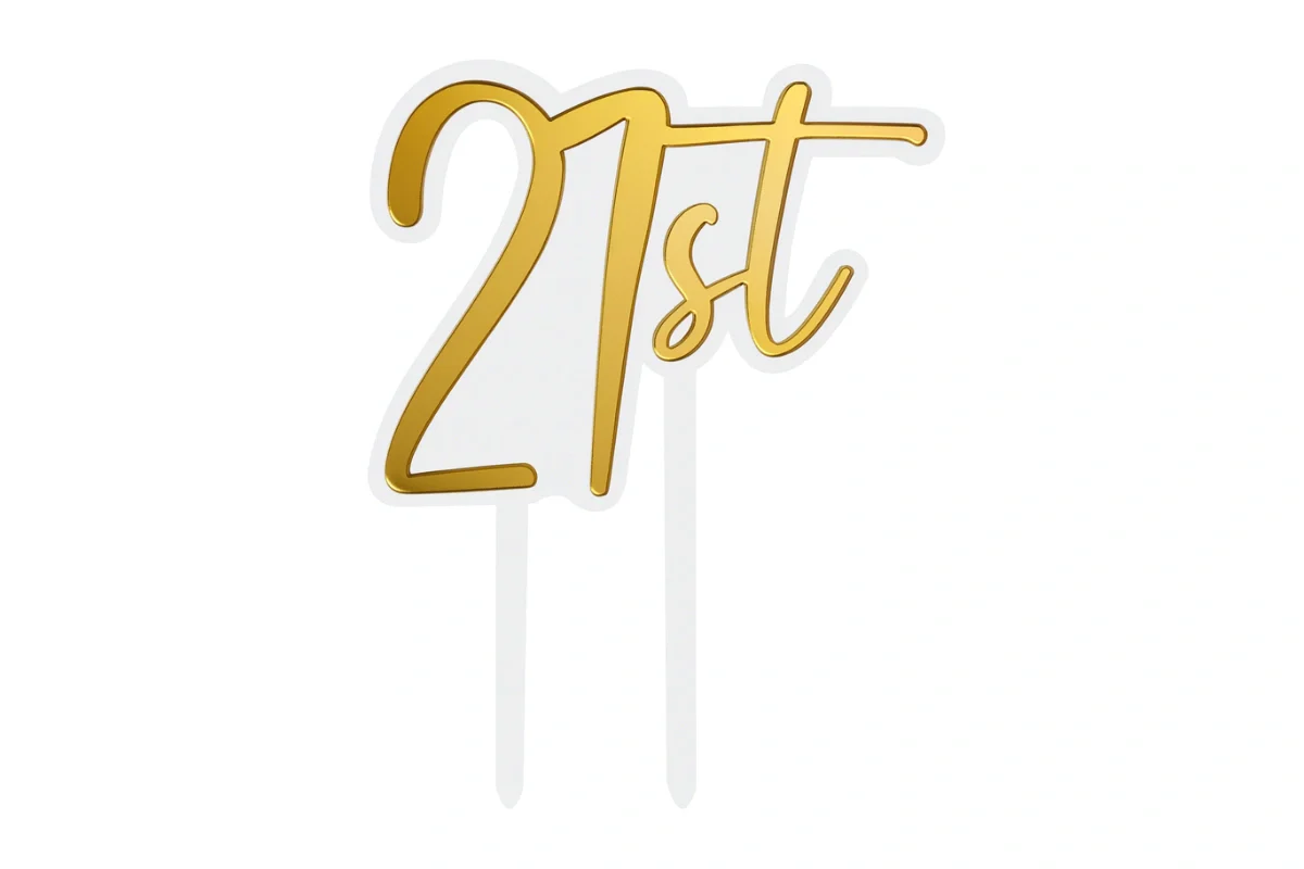 Gold 21st Birthday Topper - Iconic Cake Art - Image 3