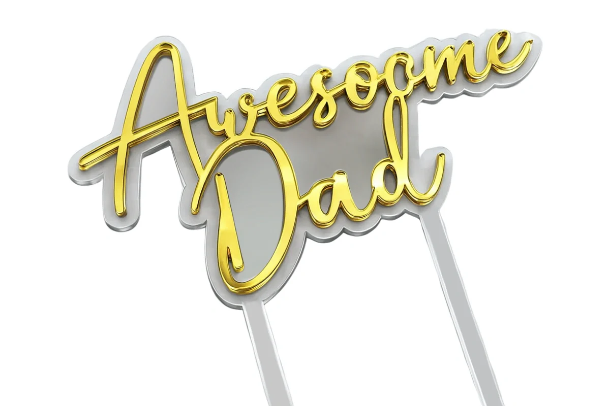Gold Awesome Dad Topper - Iconic Cake Art - Image 3