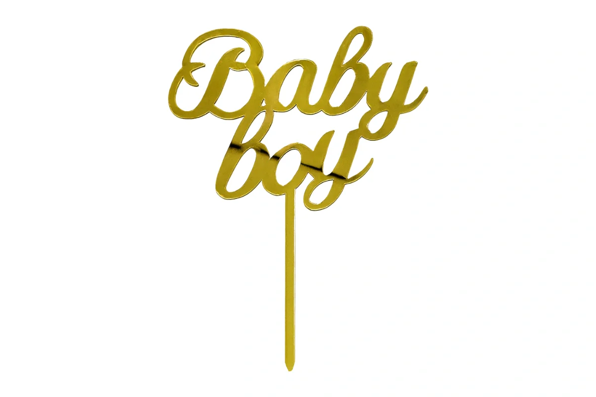 Gold Baby Boy - Cake Topper - Mirror - Iconic Cake Art - Image 3