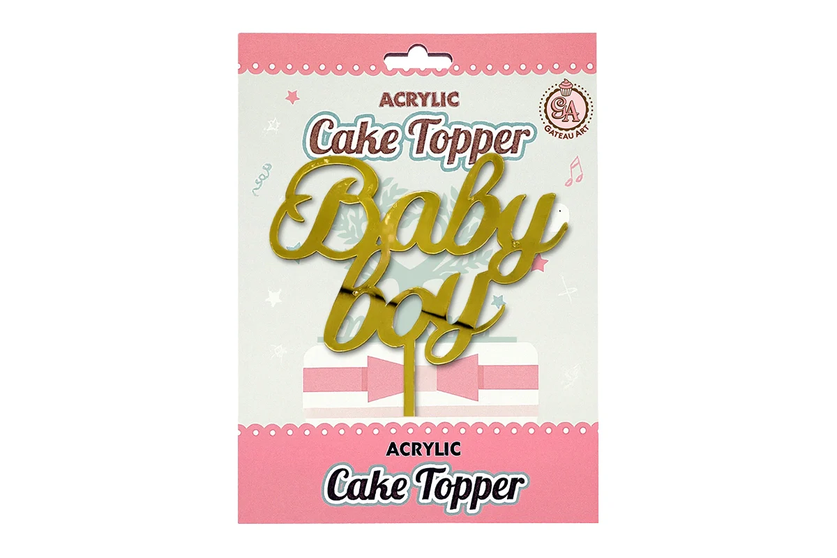 Gold Baby Boy - Cake Topper - Mirror - Iconic Cake Art - Image 4