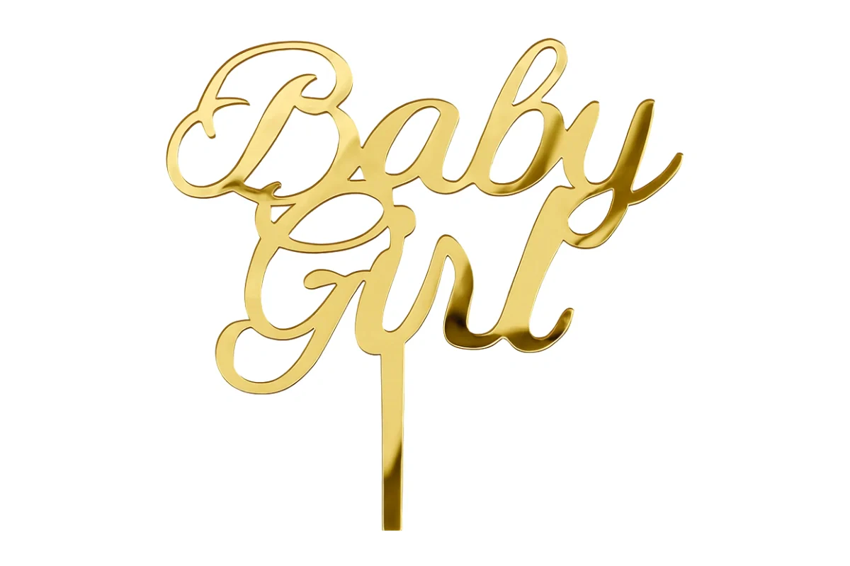 Gold Baby Girl - Cake Topper - Mirror - Iconic Cake Art - Image 3