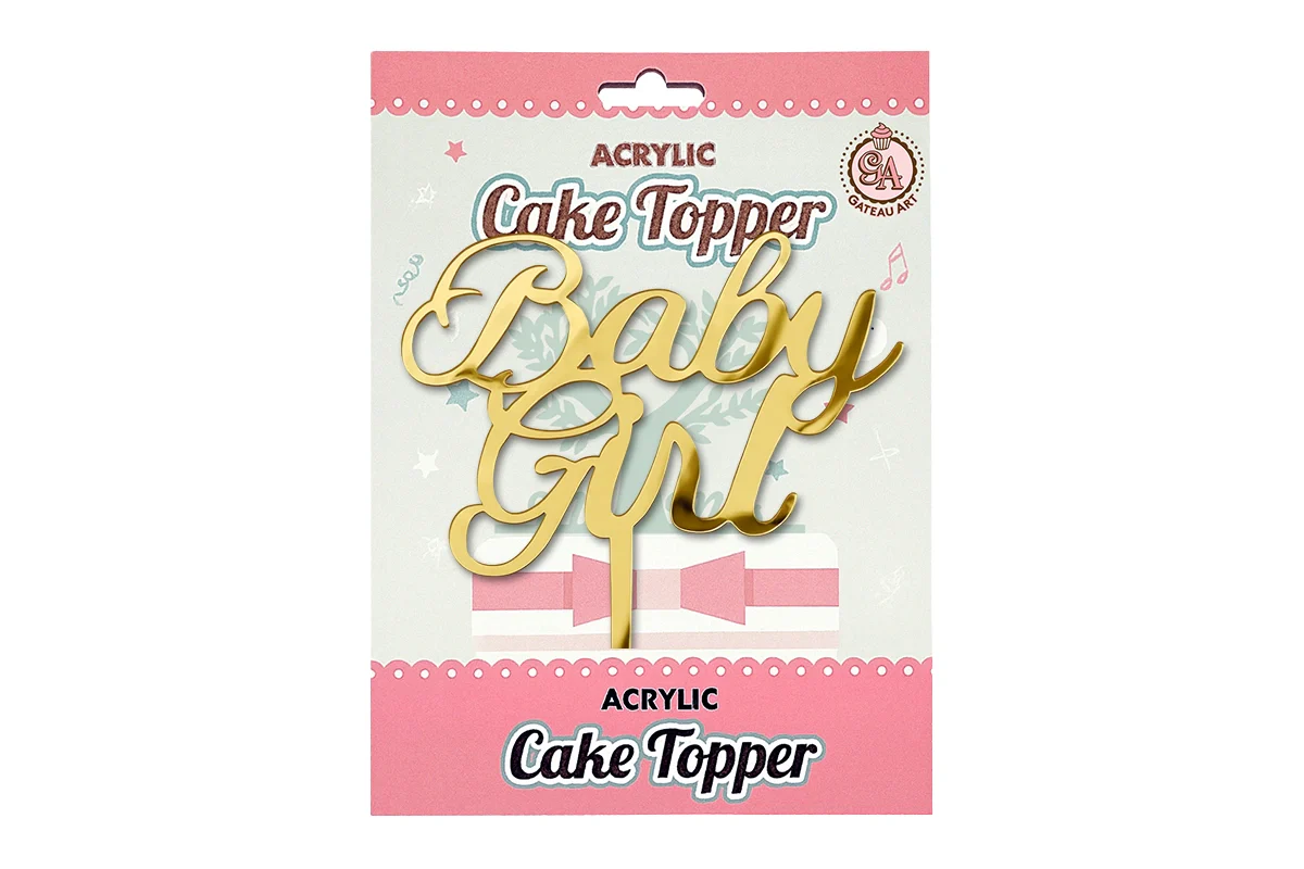 Gold Baby Girl - Cake Topper - Mirror - Iconic Cake Art - Image 4