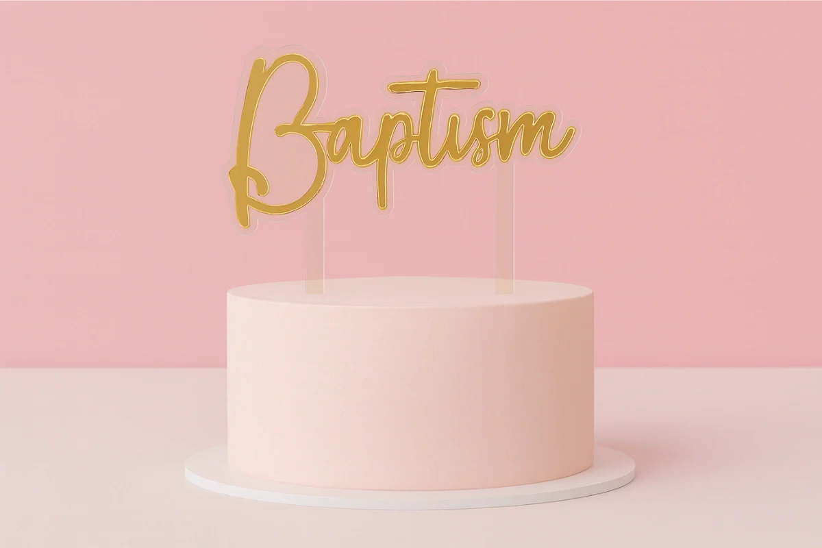 Gold Baptism Topper - Iconic Cake Art - Image 2