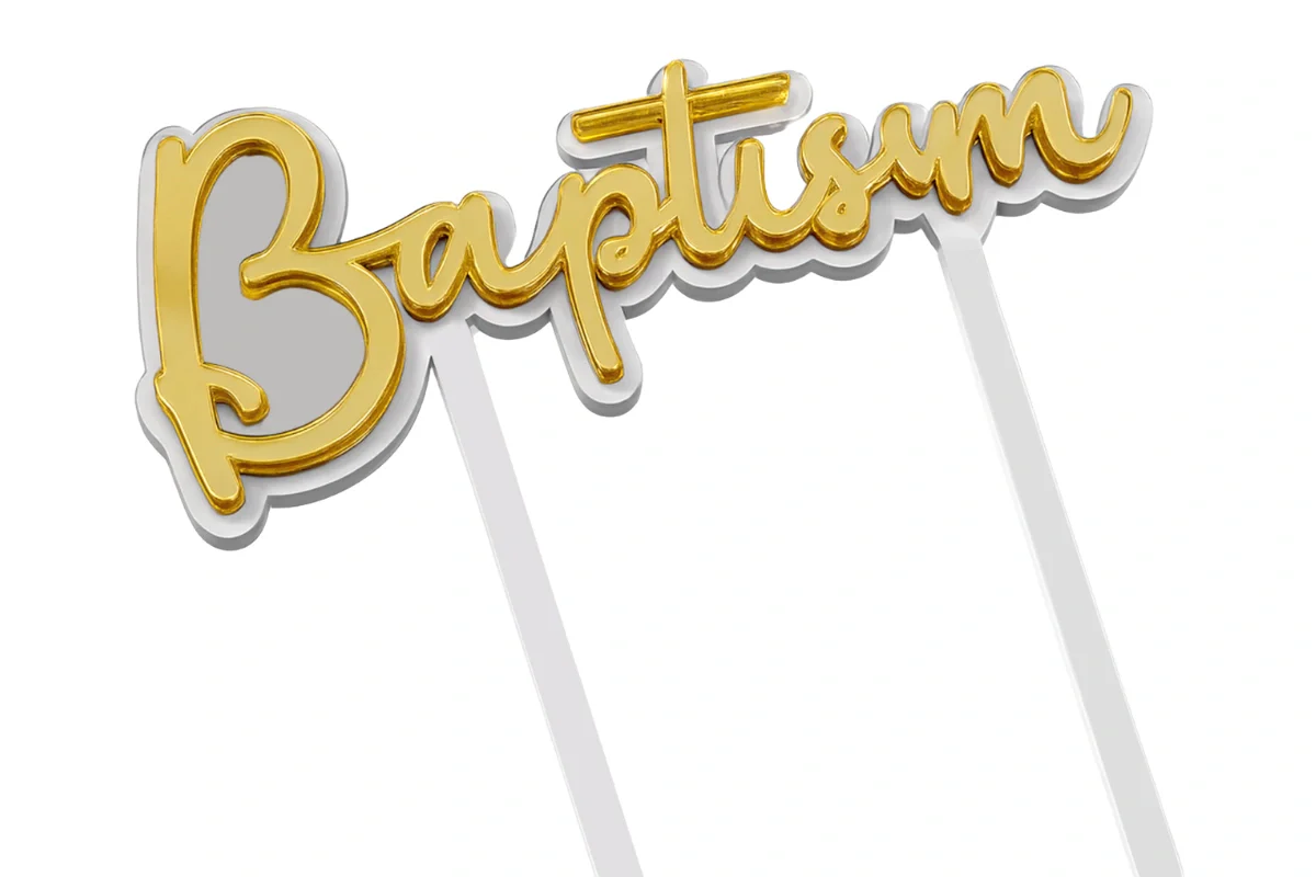 Gold Baptism Topper - Iconic Cake Art - Image 3