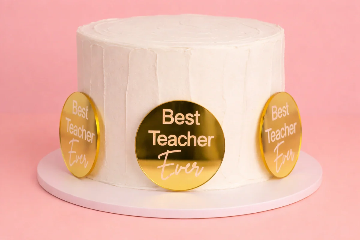 Gold Best Teacher Toppers (6 Pack) - Iconic Cake Art - Image 2