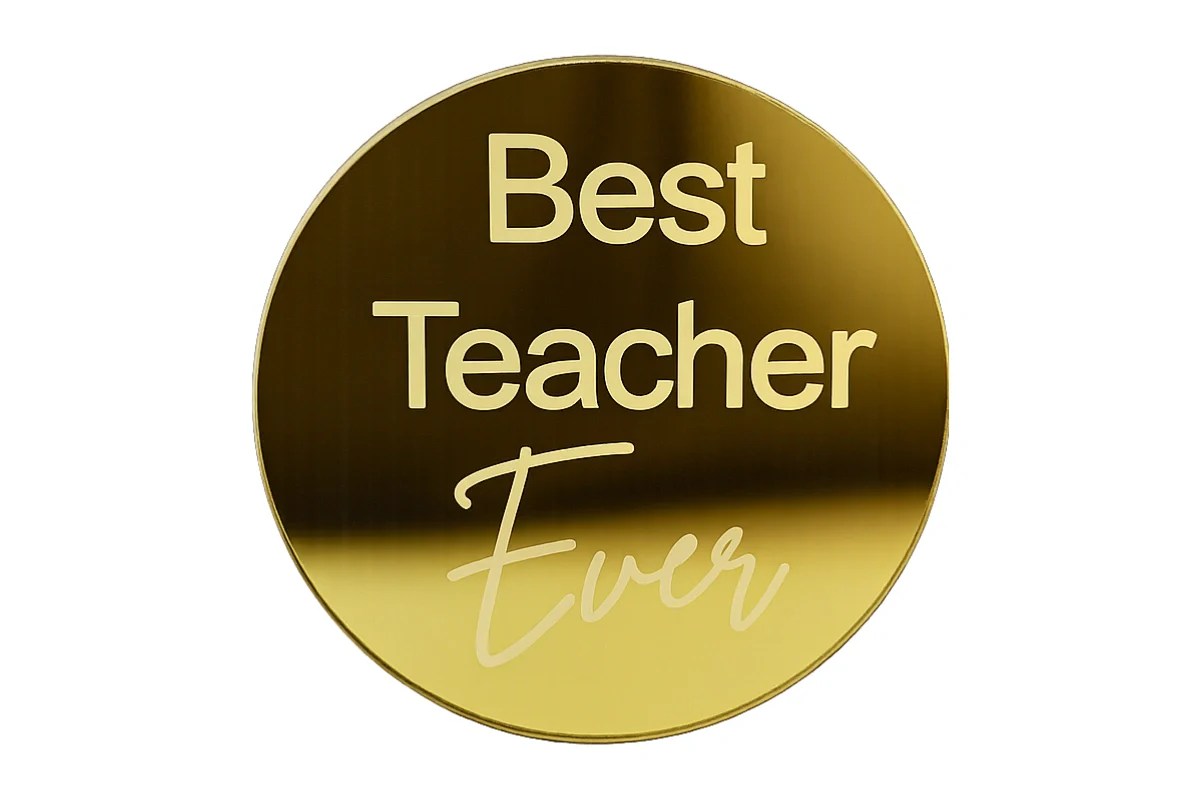 Gold Best Teacher Toppers (6 Pack) - Iconic Cake Art - Image 3