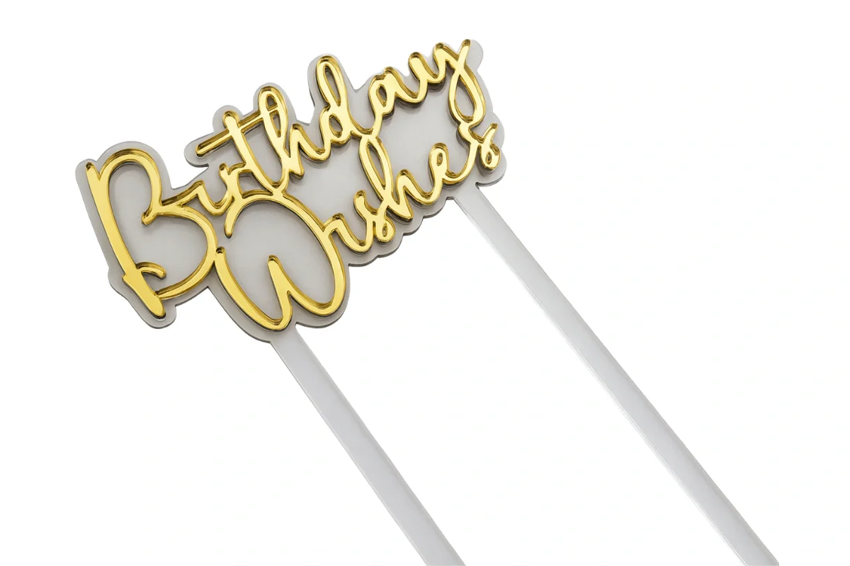 Gold Birthday Wishes Topper - Iconic Cake Art - Image 3