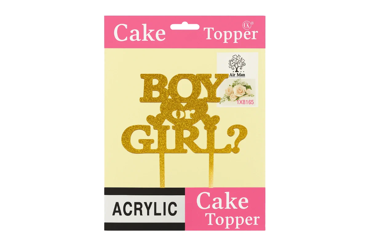 Gold Boy or Girl? - Baby Shower Cake Topper - Glitter - Iconic Cake Art - Image 4