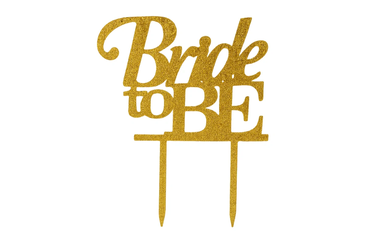Gold Bride to Be - Cake Topper - Glitter - Iconic Cake Art - Image 3