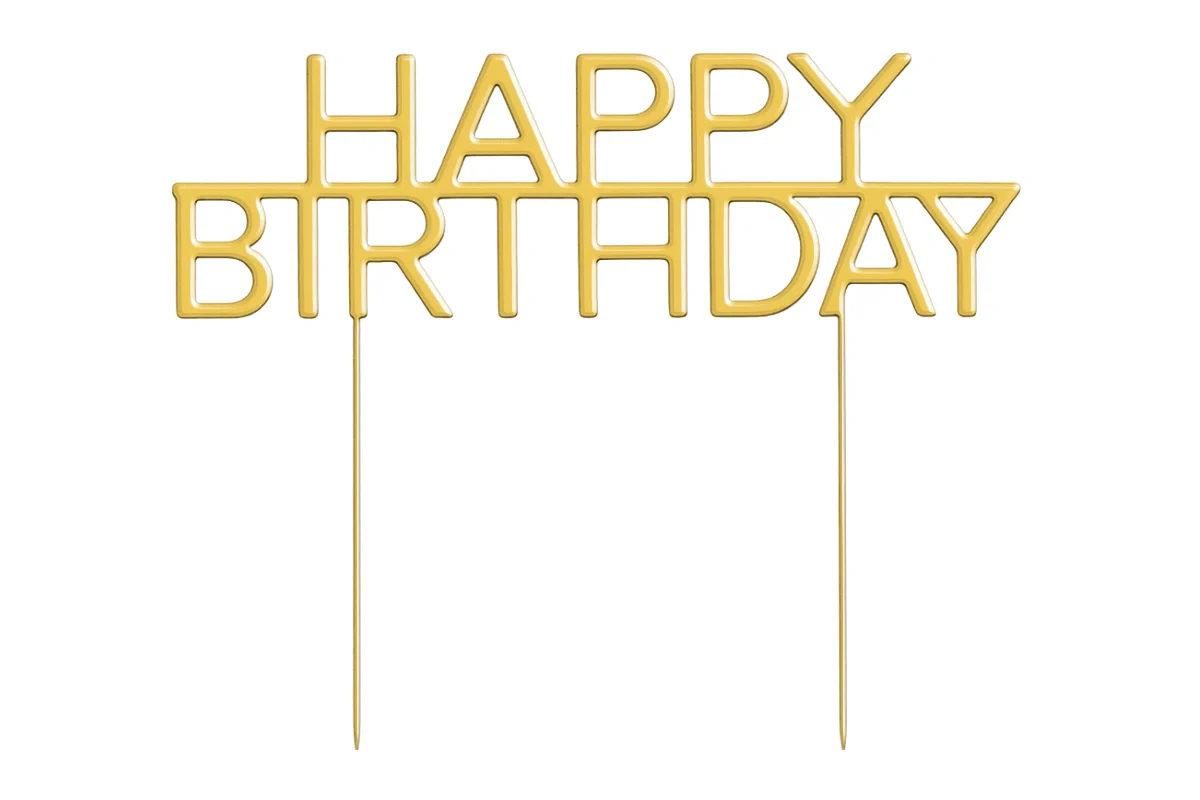 Gold Cake Topper - Caps Happy Birthday Cake & - Cake and Candle - Image 3