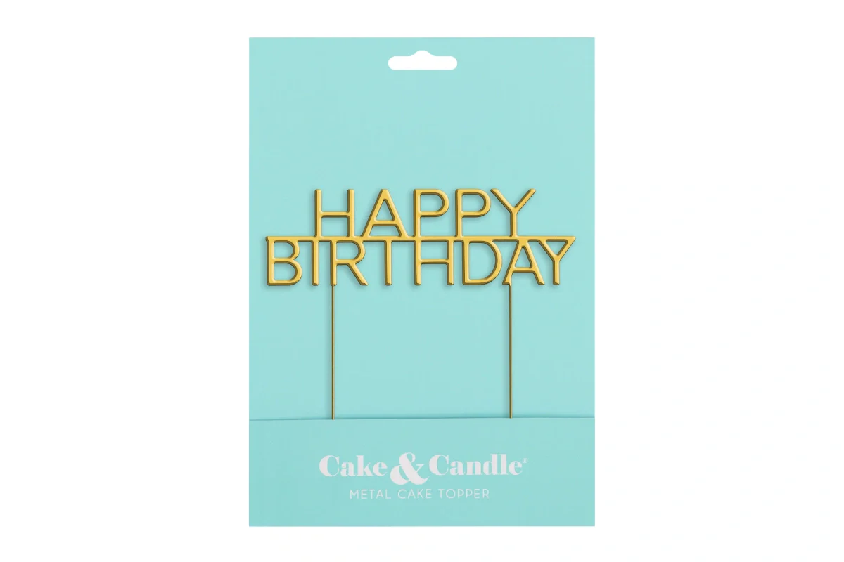 Gold Cake Topper - Caps Happy Birthday Cake & - Cake and Candle - Image 4
