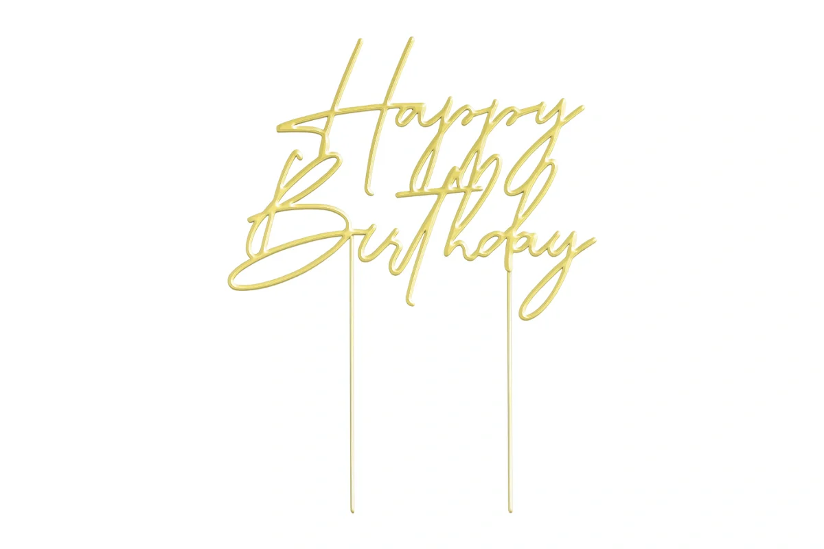 Gold Cake Topper - Happy Birthday Style4 Cake & - Cake and Candle - Image 3