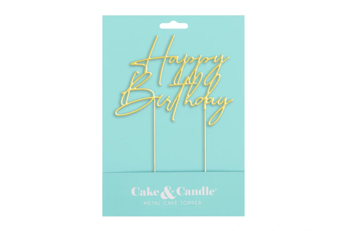 Gold Cake Topper - Happy Birthday Style4 Cake & - Cake and Candle - Image 4