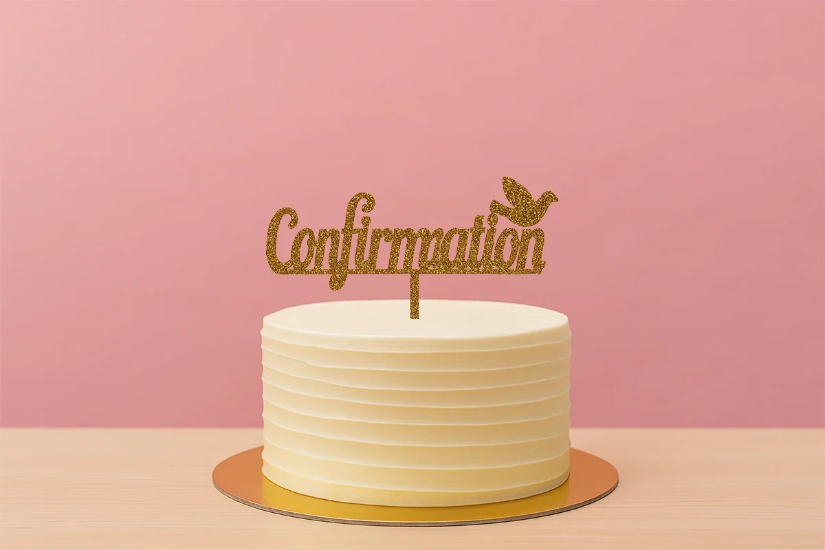 Gold Confirmation - Cake Topper - Glitter - Iconic Cake Art - Image 2