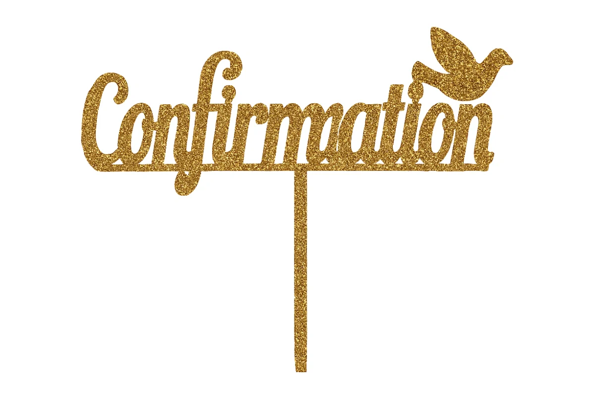 Gold Confirmation - Cake Topper - Glitter - Iconic Cake Art - Image 3