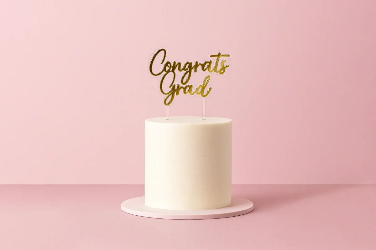 Gold Congrats Grad Topper - Iconic Cake Art - Image 2